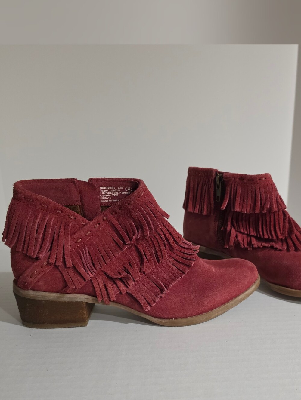Naughty Monkey, Ankle Boot, Suede, Burgundy, Fringe